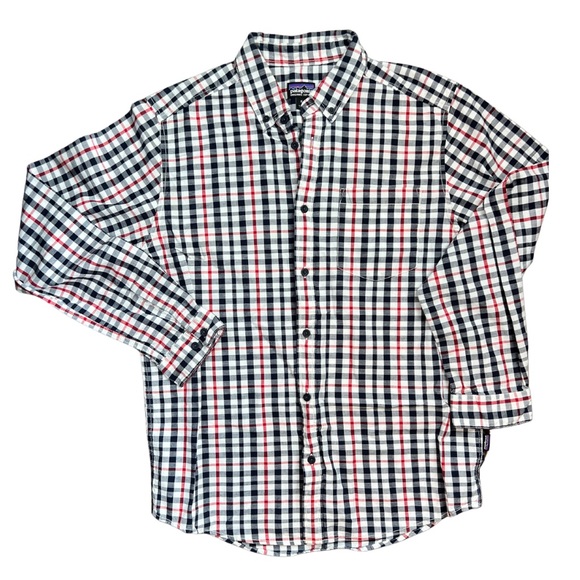 Patagonia Men’s Medium Plaid Button-down Shirt- Red, Navy, and White - Picture 1 of 7